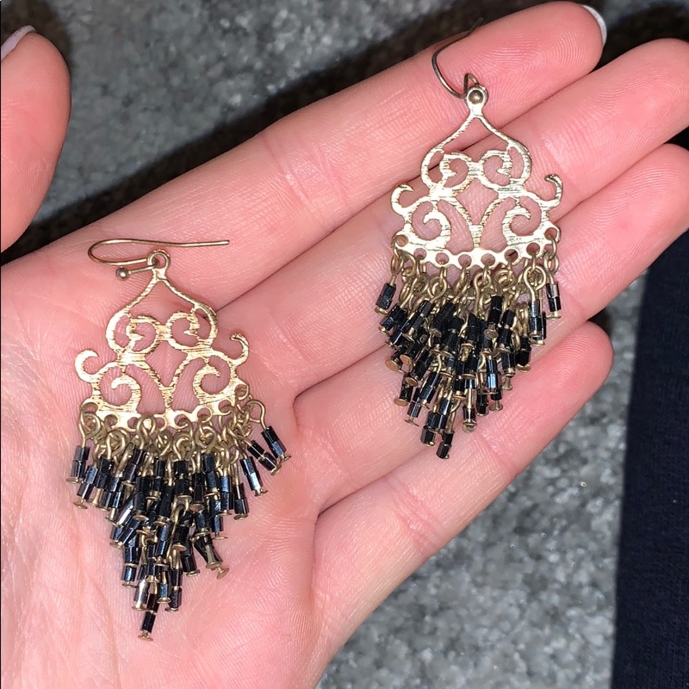Dangle Gold and Purple Earrings